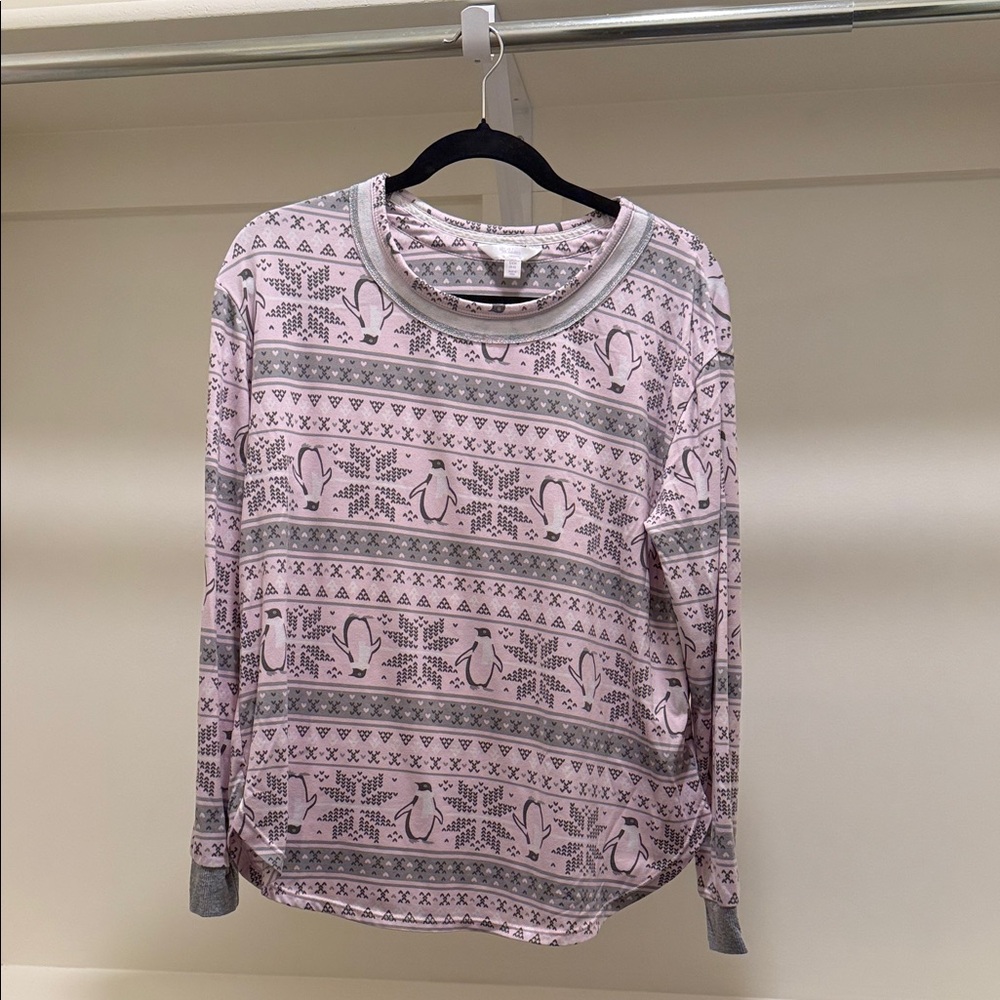 Secret Treasures Pink and Gray Long Sleeve Top